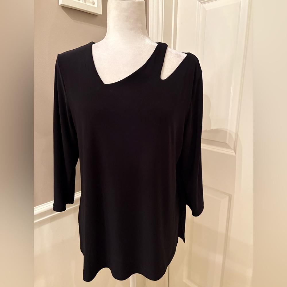 Sympli Black Women's Asymmetrical Cutout Top